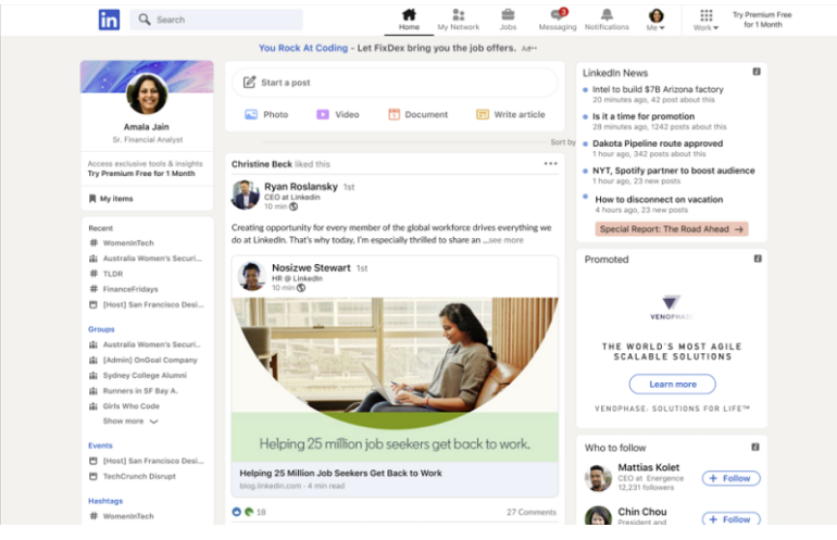 linkedin new interface